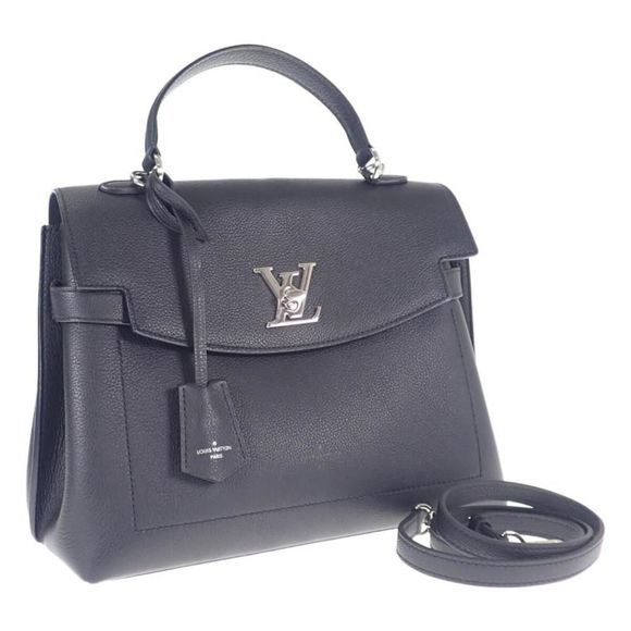 Louis Vuitton LockMe Ever BB 2 Way Bag Calfskin Black Silver Hardware - Picture 1 of 11